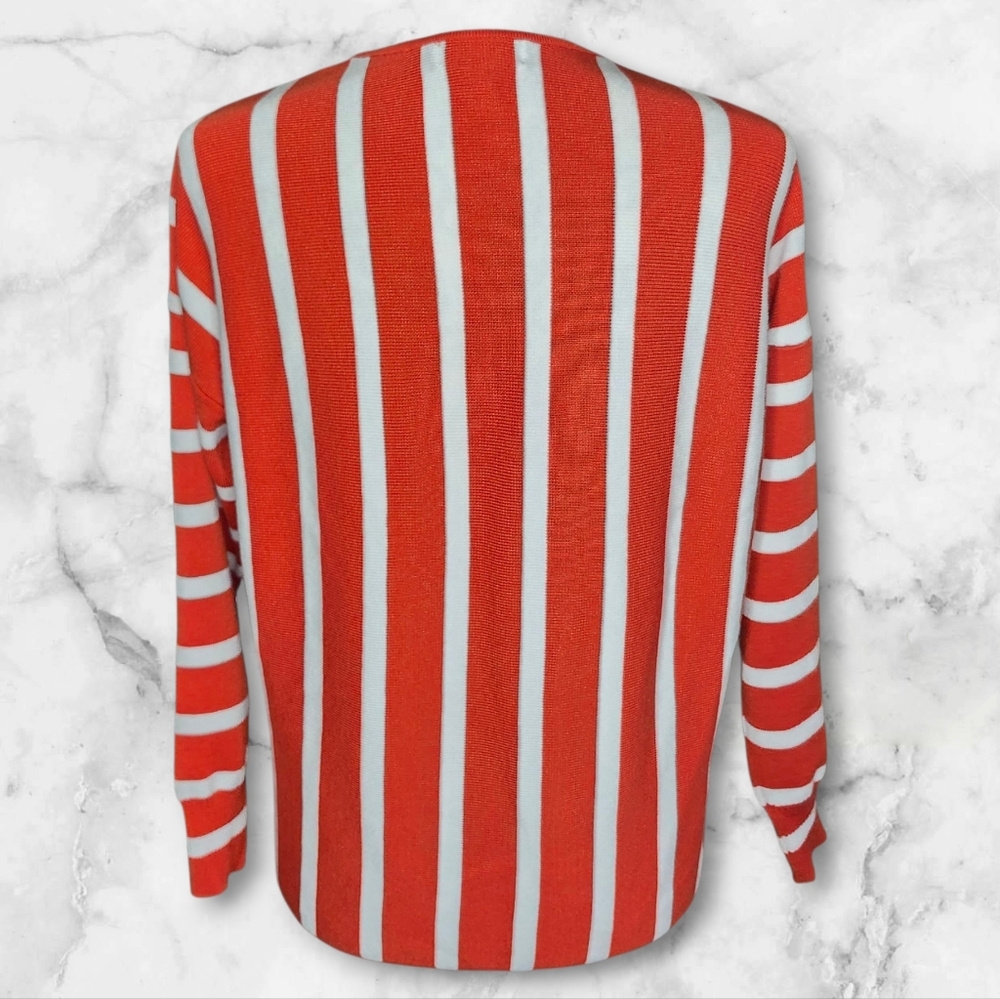 QED LONDON Orange & White Striped Sweater - Small - Picture 2 of 6